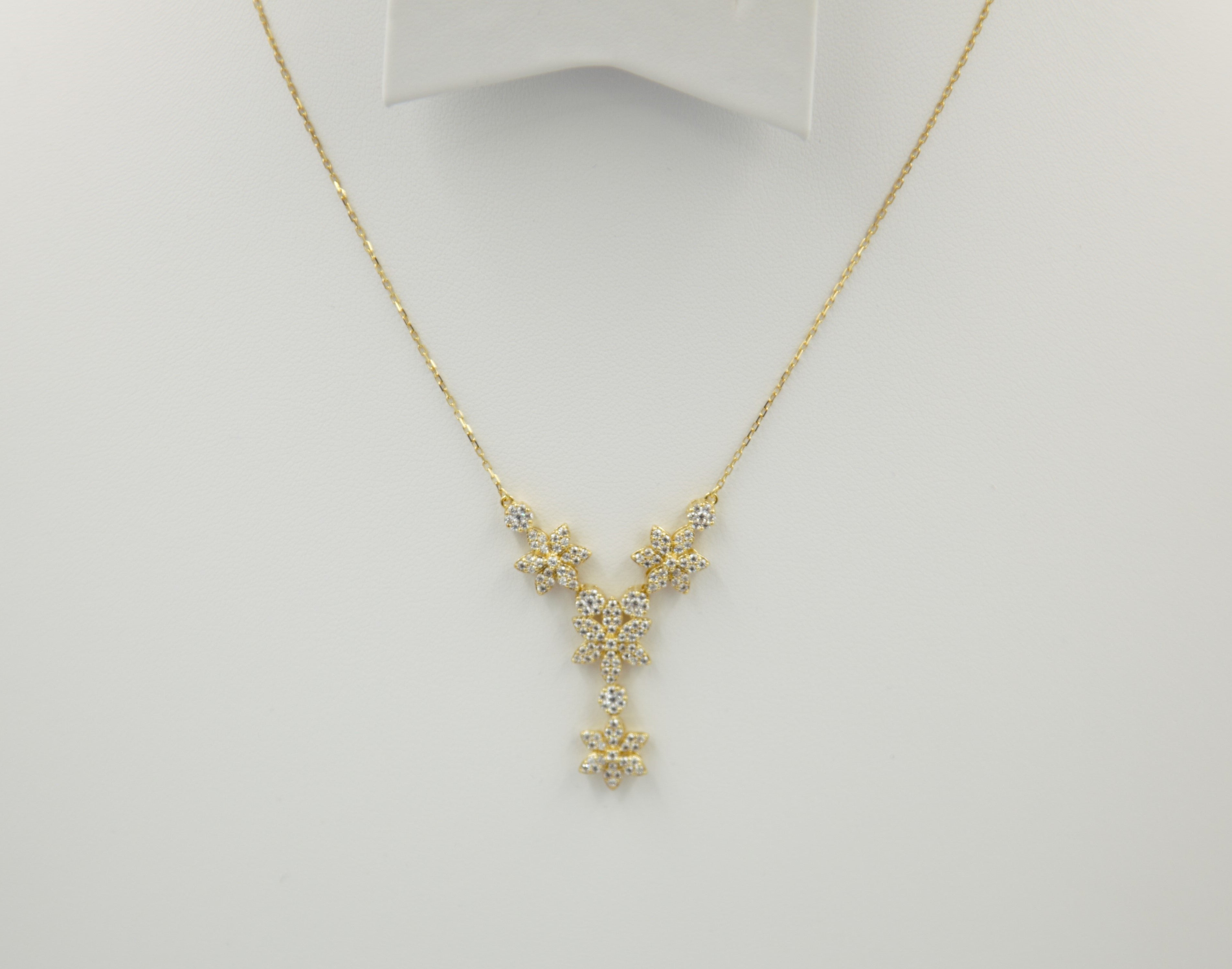 925 Sterling Silver, Flower Necklace