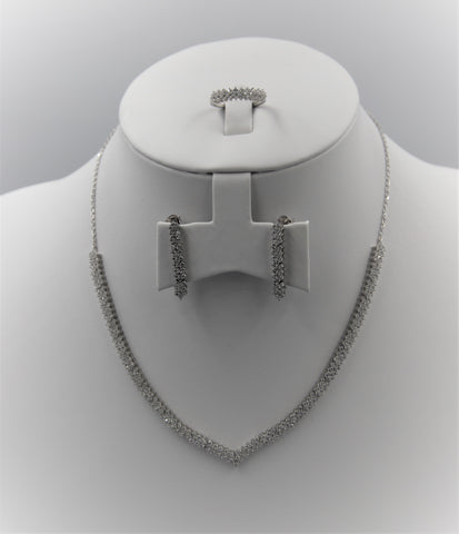 Cross-Hatched Silver Necklace